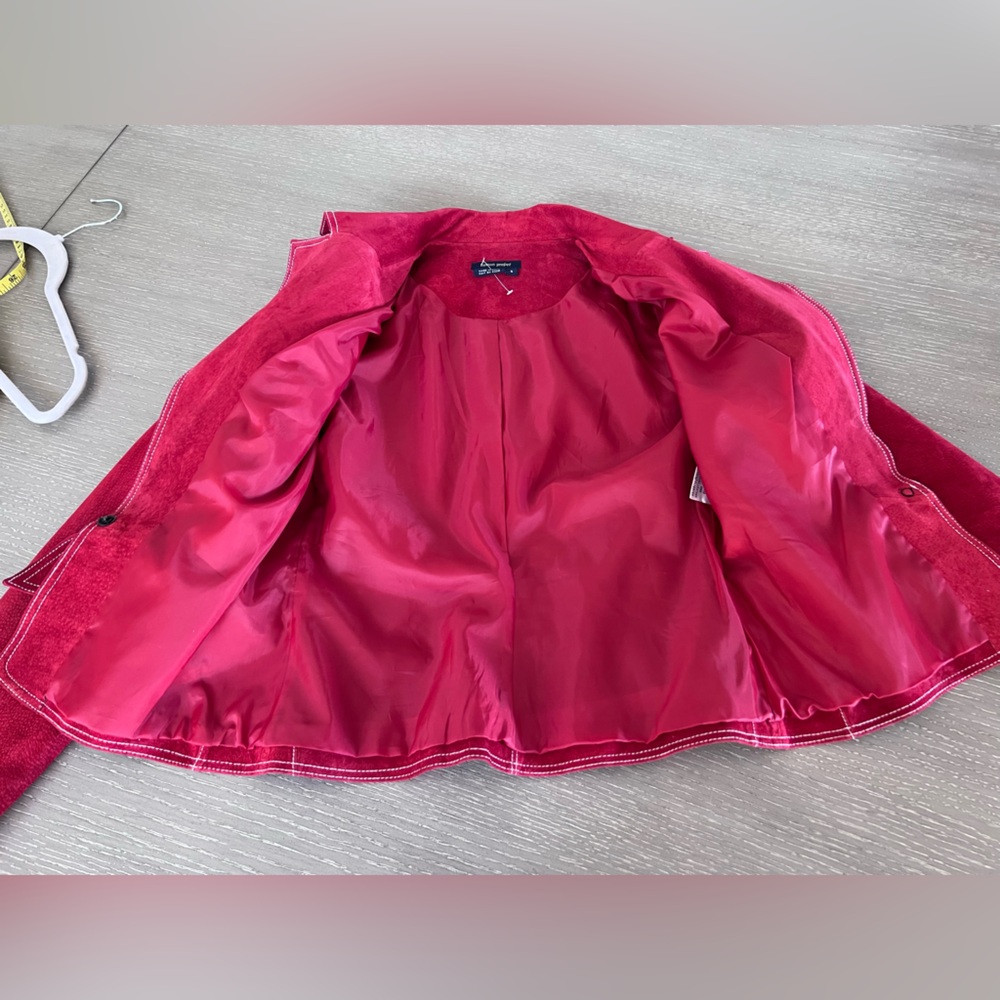 Boston Proper Red Suede Tie-Waist Blazer - Picture 8 of 12